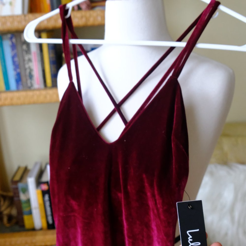 NWT Lulu’s strappy velvet bodycon mini dress - Picture 5 of 7